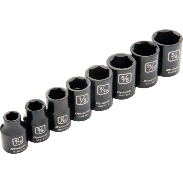 Tools 3/8" Drive 8Pcs 6 Point SAE, Std Impact Socket Set, 5/16" - 3/4"